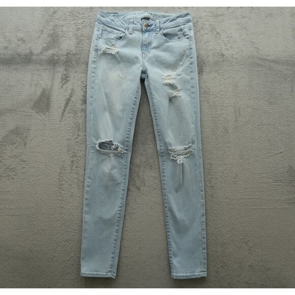 American Eagle Jeans Women's Size 4 Blue Low-Rise Skinny 29" Inseam Distressed - Picture 1 of 16